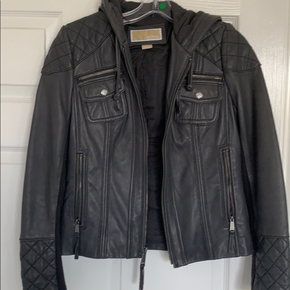Michael kors grey leather jacket